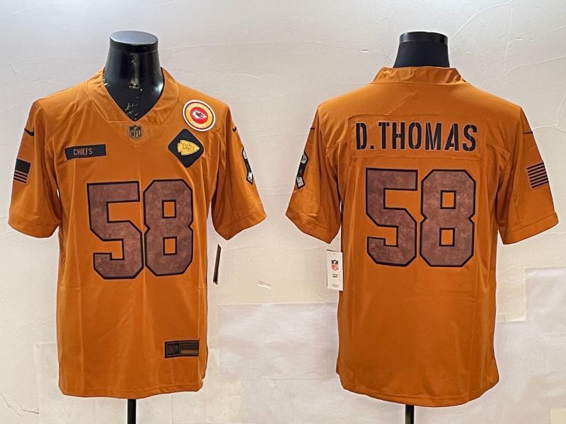Men Kansas City Chiefs 58 Thomas Yellow 2025 Nike Salute to Service Limited NFL Jersey style 4
